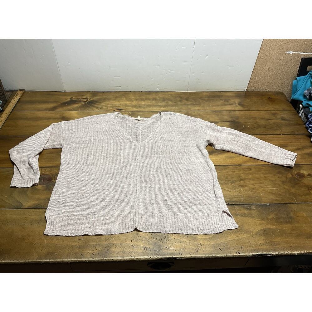 Eileen Fisher Pink Beige Knit Pullover Sweater Top Italian Yarn Size PM